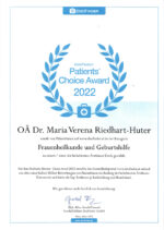 Dr. Maria Riedhart-Huter gewinnt den Patient's Choice Award 2022.