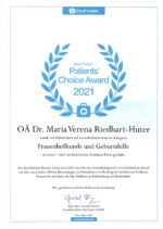Dr. Maria Riedhart-Huter gewinnt den Patient's Choice Award 2021.